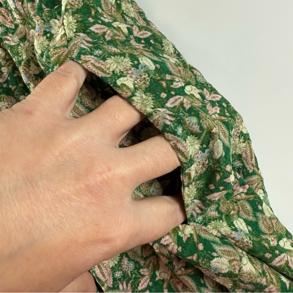 Max Studio Maxi Dress Womens Large Green Floral Strapless Cotton Rayon Blend - Picture 5 of 12